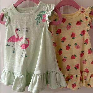 Adorable Flamingo and Strawberry Baby Dresses